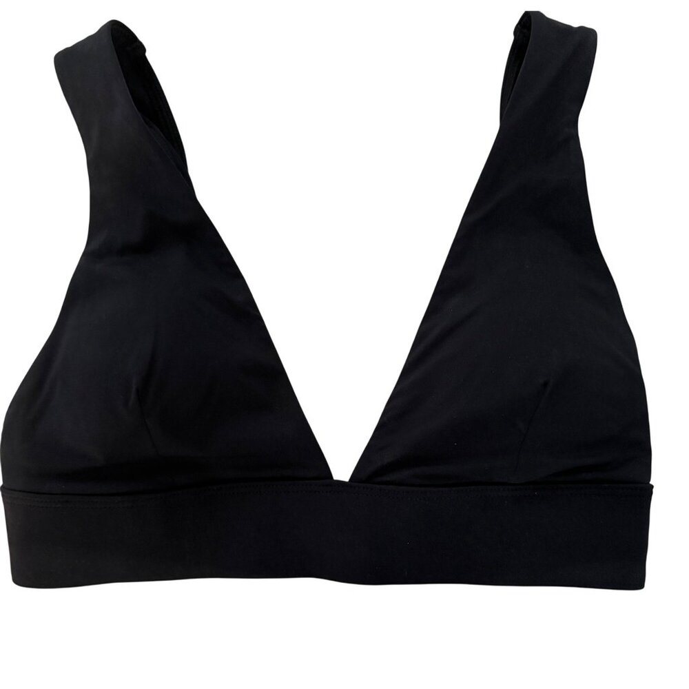 Womens M Everlane Renew Black Triangle Bikini Top With Adjustable Back Tie NWOT